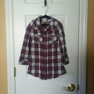 Miss Me Girls Plaid Shirt